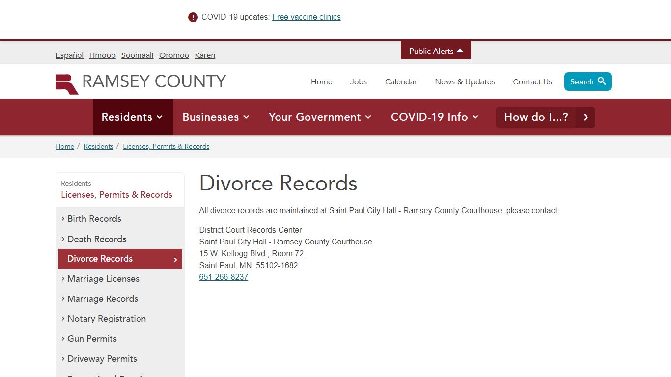 Divorce Records | Ramsey County